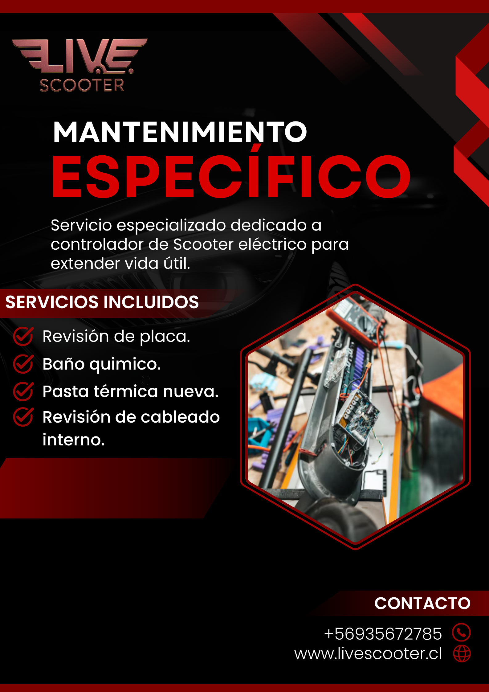 Mantenimiento Especifico controlador de e-scooter doble motor